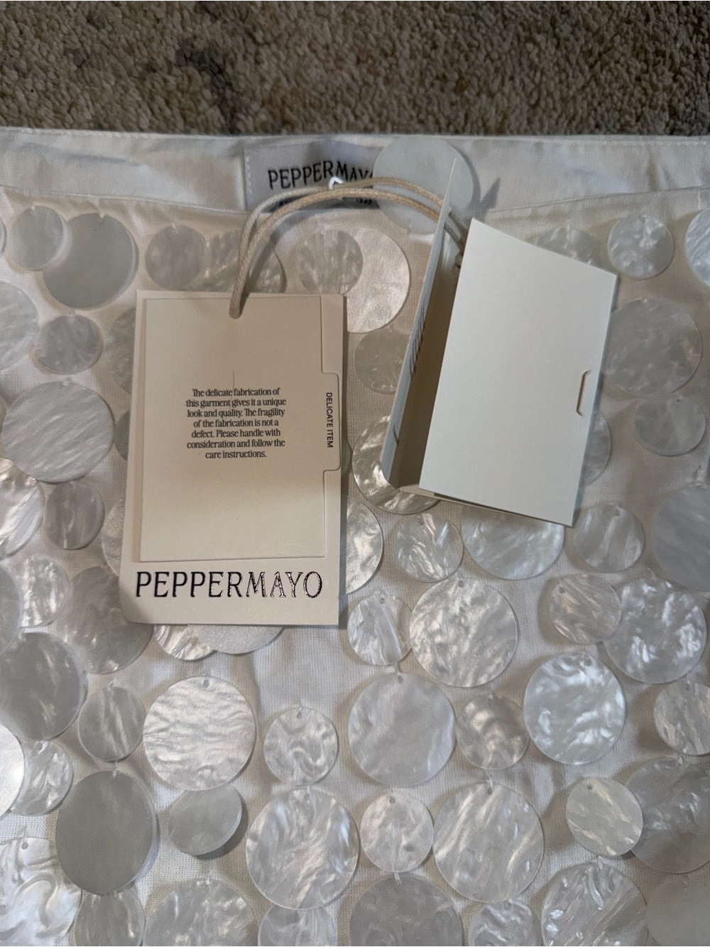 Peppermayo White Iridescent Disc Embellished Mini Skirt - Picture 3 of 4